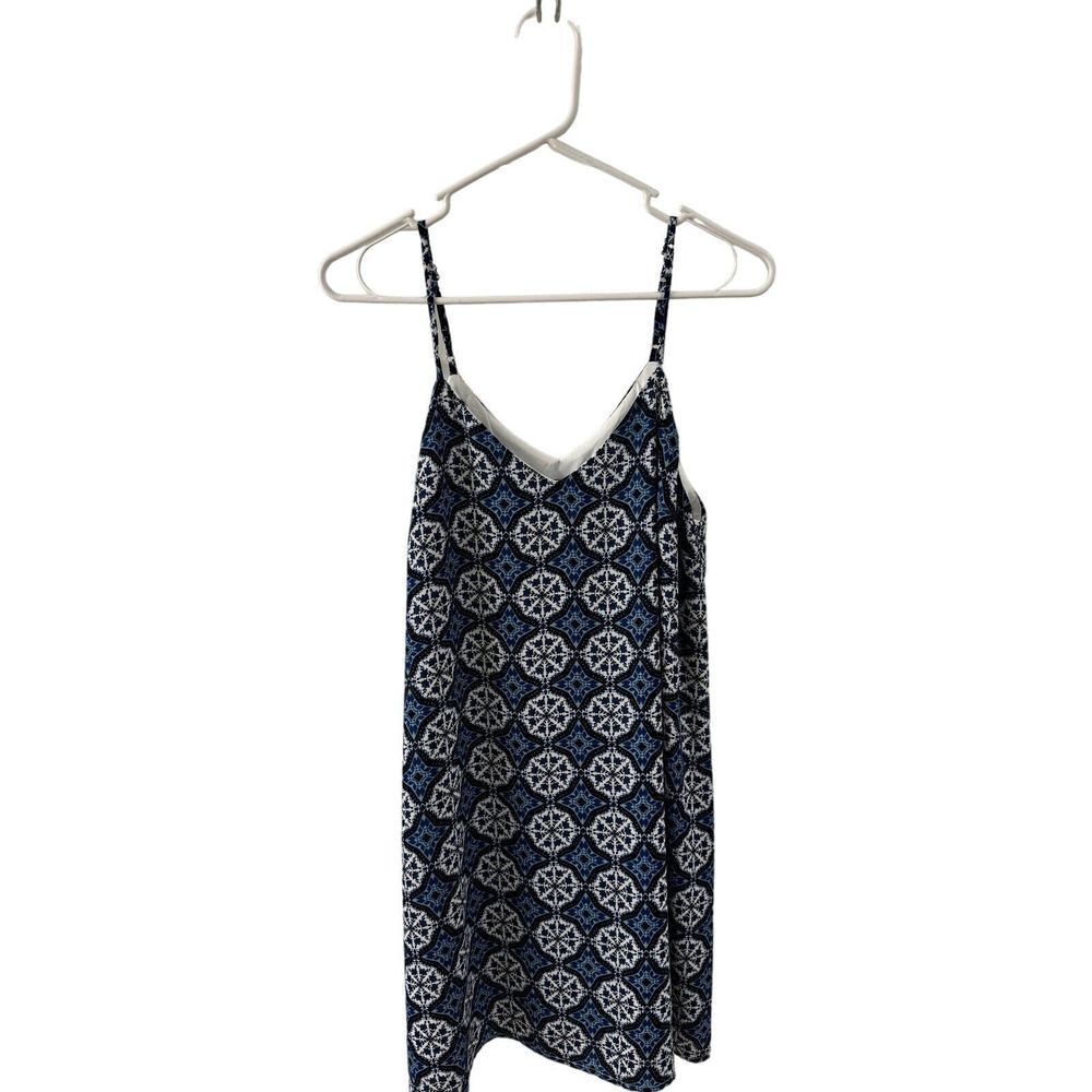 Lulu's Blue White Geometric Slip Dress Women's Size Medium